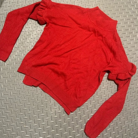 Ruby moon ruffle sleeve red sweater holiday boho classic winter party - Picture 1 of 3